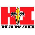Hawaii HI Fat Letters With Surfboard and Palms