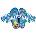 Hawaii Blue Flip Flops with Flowers Horizontal 